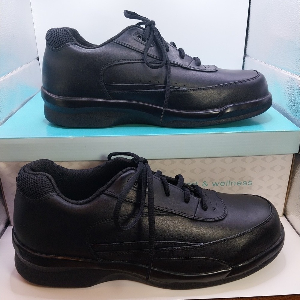Apex Men's Athletic Shoe Black 11 Wide Lace-up Biomechanical Active Walking NWB